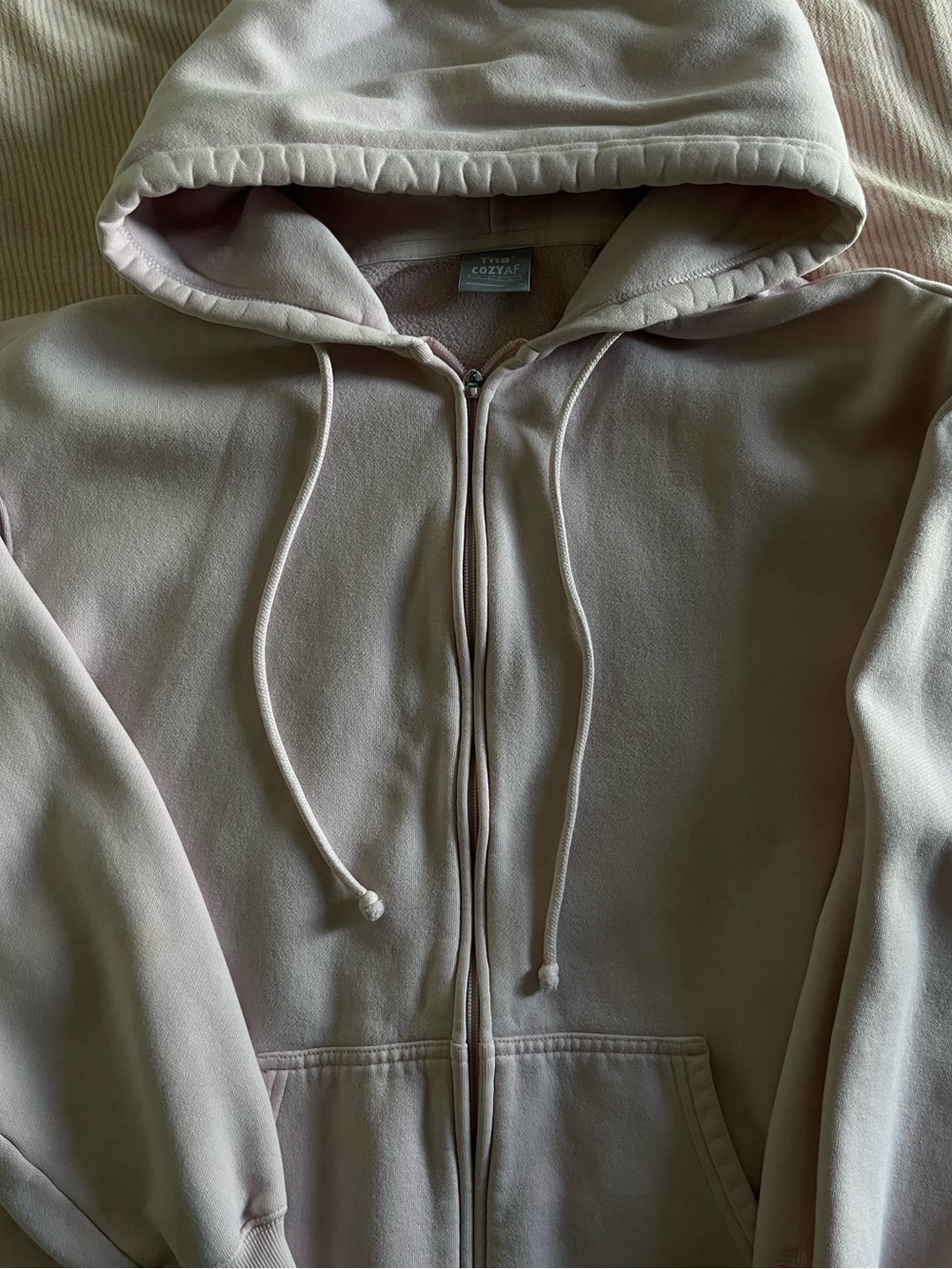 Light Pink Aritzia Fleece Zip Hoodie